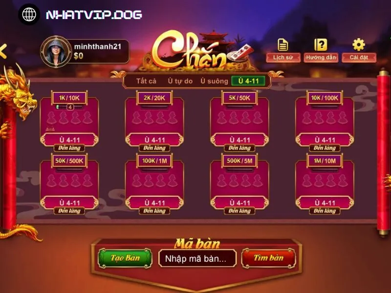 Nhatvip có cả phiên bản game bài chắn truyền thống